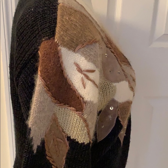 Vtg GINENNE Knit Sweater With patches GORGEOUS - Picture 4 of 12